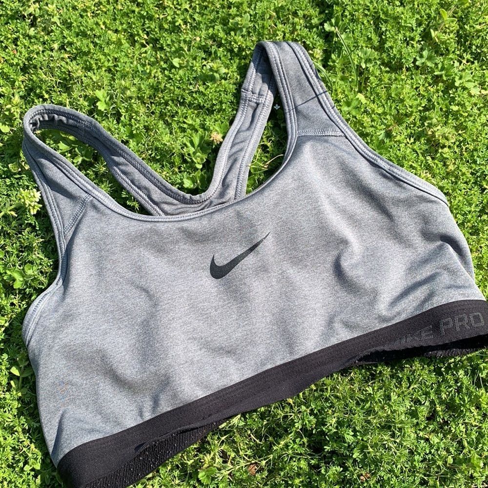 Nike Pro Dark Grey & Black Sports Bra Dri-Fit Size Medium